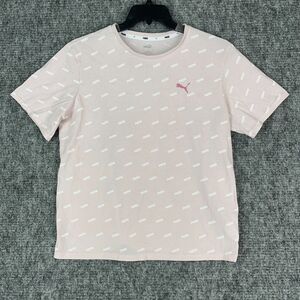 Puma‎ Shirt Mens Large All Over Print Basic Casual Short-sleeve Tee Pink Cotton